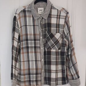 Aerie gauze Plaid Button-Up Shirt